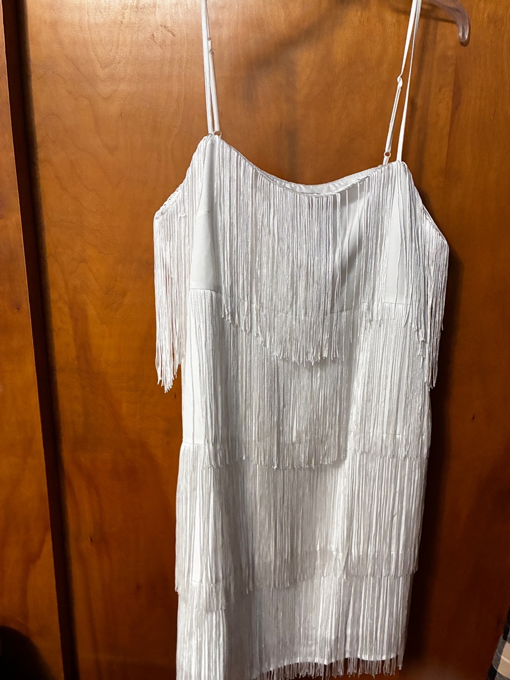 A New Day White Fringe Slip Dress Roaring 20s Flapper style